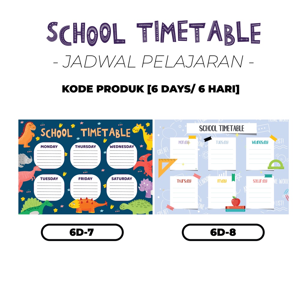 Shool Timetable/ Jadwal Pelajaran Sekolah, Kuliah Anti Air &amp; Sobek, Tinggal Tempel (GRATIS SPIDOL)