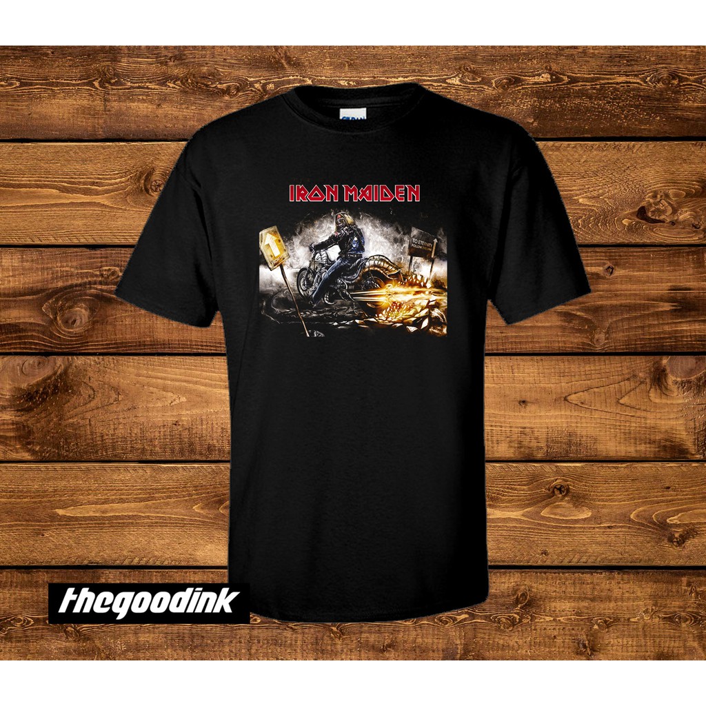 Kaos Iron Maiden - Motorcycle Hitam - Original Gildan T-shirt DTG