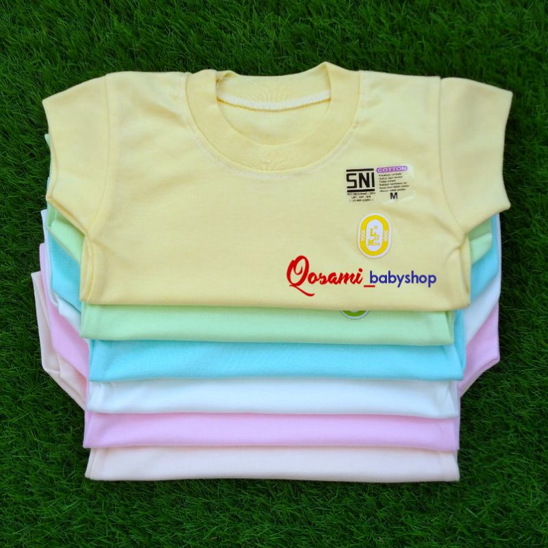 L - MOM 3 pcs Kaos Oblong Pendek Bayi Polos Uk S, M, L, XL SNI