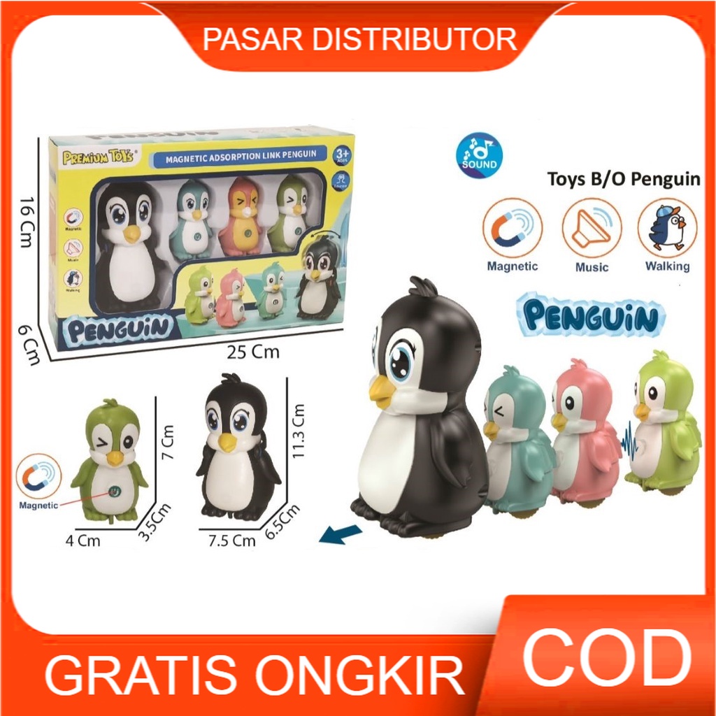 Mainan Anak PENGUIN ISI 4 Mainan Penguin Magnet Musik Dan Edukasi Anak