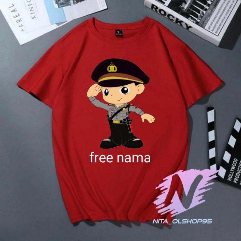 kaos anak kartun animasi polisi baju karakter anak polisi gratis nama