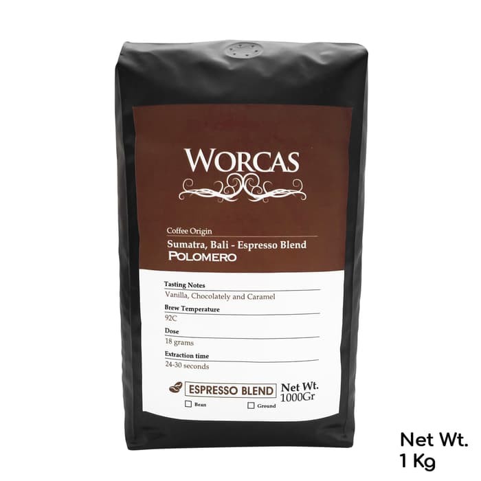 

Kopi Polomero Espresso Blend 1 Kg (Biji/Bubuk) | Worcas Coffee - kkp485