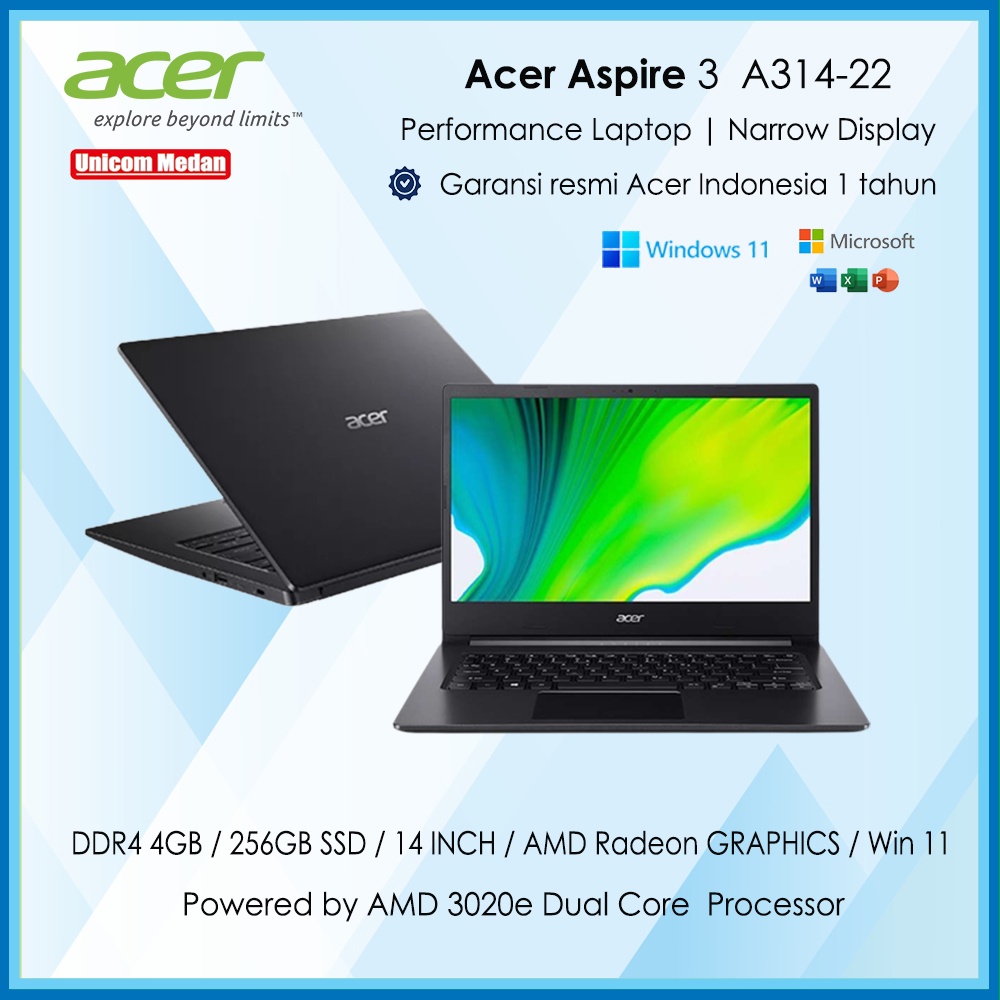 Acer Aspire A314 22 A667 AMD-3020E/4GB/256GB/14&quot; FHD/W11+OHS/Black