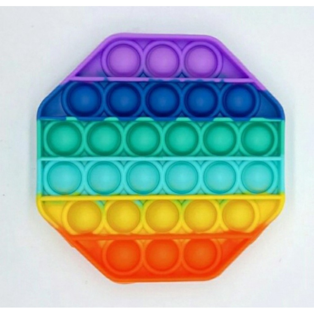 Pop It Fidget Push Mainan Anti Stress Rainbow +/- 12 cm-Segi Delapan
