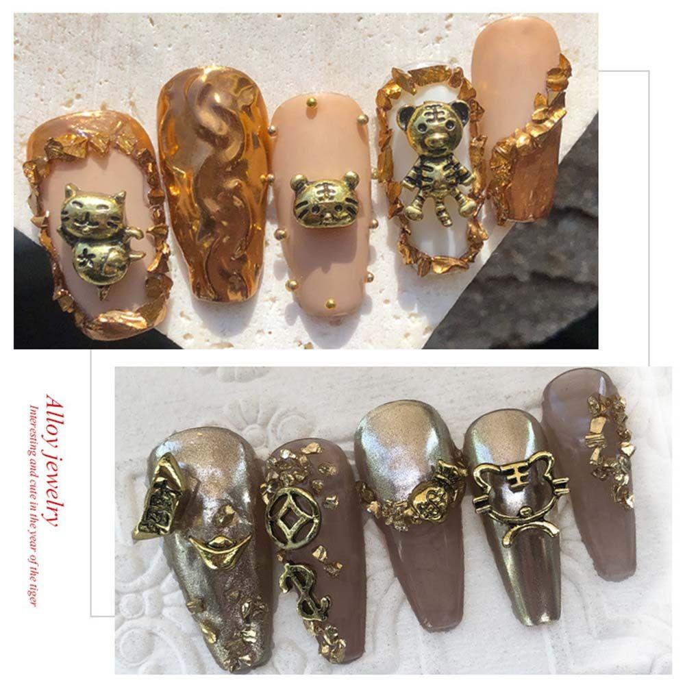 Mxbeauty Ingots / Tahun Baru Cina / Imlek Bahan Alloy Warna Gold Untuk Aksesoris Nail Art 2022|Alat Nail Art DIY