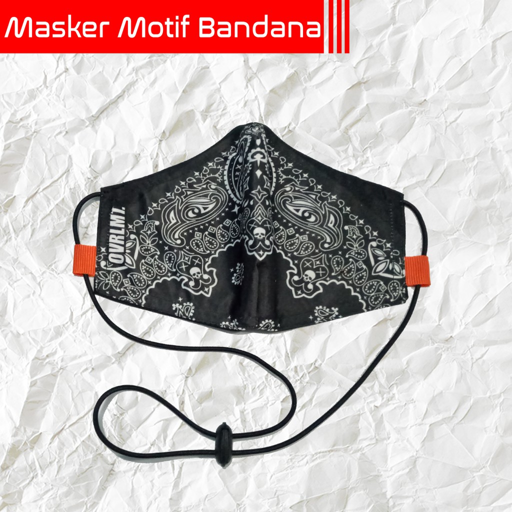 Masker overlimit bandana masker Kain Pria Wanita Cowok Cewek hijab Tali Karet Elastis 3 PLY