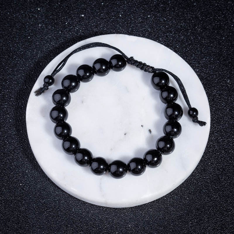 Women &amp; Men Lymphatic Drainage Black Obsidian Beads Bracelet