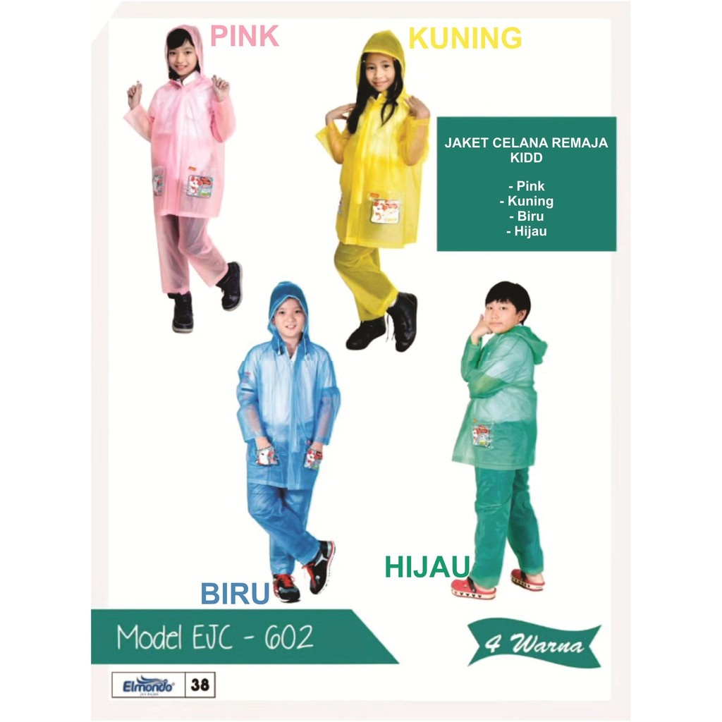 Mantel Hujan Setelan Jas Hujan Baju Celana Anak Remaja ABG Kid ELMONDO 602 - Raincoat Mantel Baju Celana Hujan Anak SD ABG Remaja