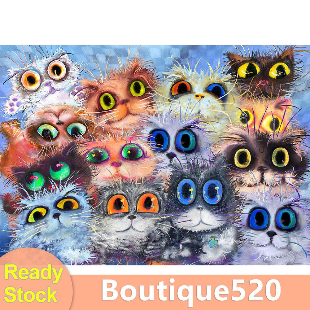 Bou Lukisan Diamond 5d Diy Gambar Kucing Ukuran 40x30cm Untuk 
