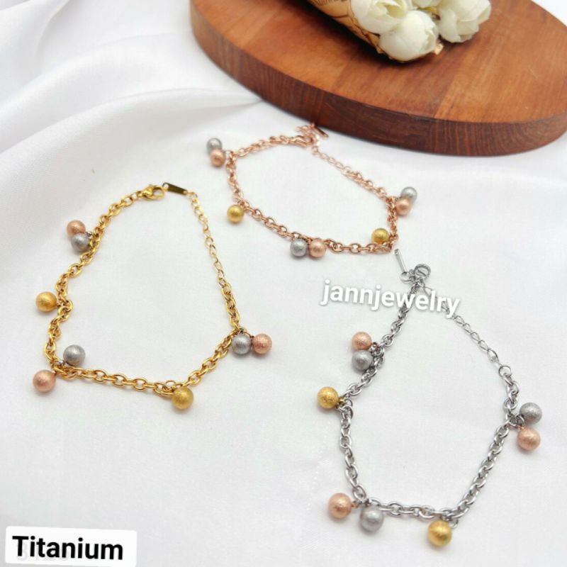 gelang titanium asli new fashion nori bola2 anti karat&alergi (3126)-1