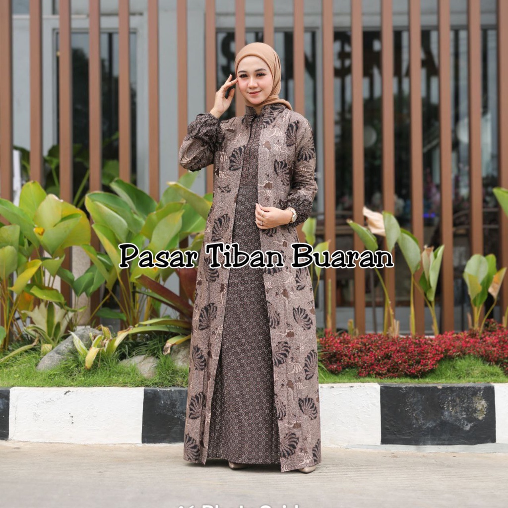 Gamis Batik Modern Pekalongan Jumbo Kombinasi - Gamis - Gamis Jumbo - Baju Gamis Wanita - Gamis Wanita - Gamis Syari - Gamis Modern