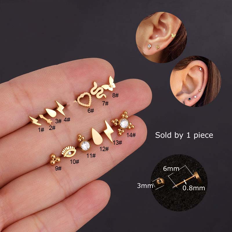 BUTTERFLY 1pc Anting Tusuk Bentuk Ular Kupu-Kupu Bahan Stainless Steel Hypoallergenic