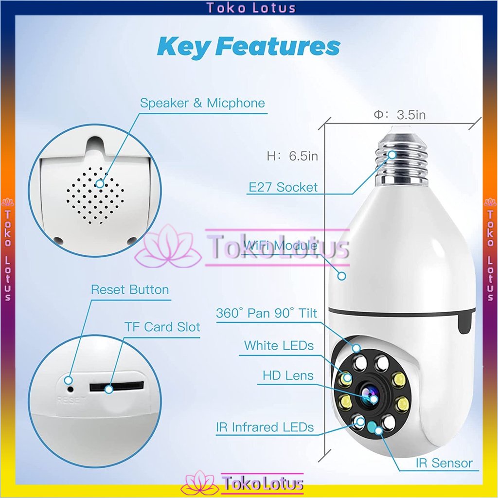 CCTV Lampu V380 1080p Kamera CCTV Wifi Lampu CCTV 360 Derajat CCTV Murah Lampu Bohlam IP Camera CCTV IPCam Bohlam BAIK