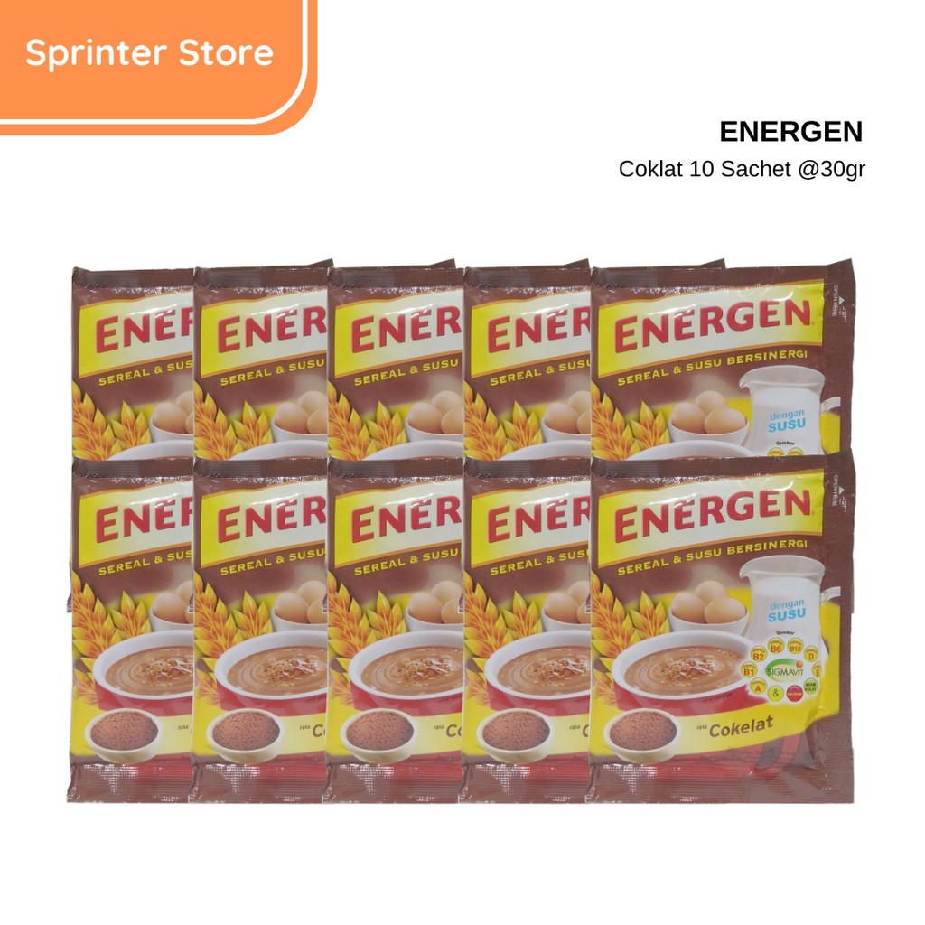 

Energen Sereal Coklat 1 Renceng isi 10 bungkus @30 gr - kemasan Baru