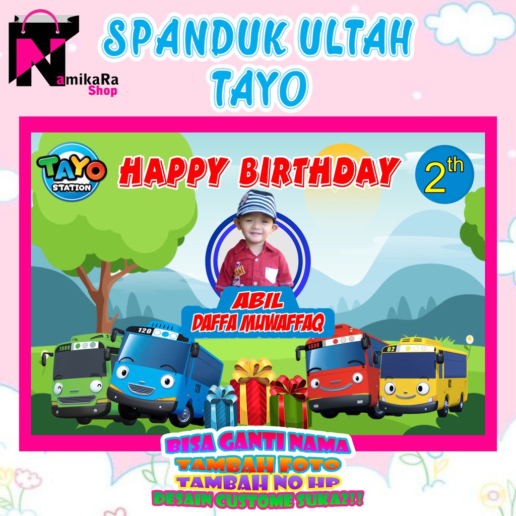 Banner Spanduk Backdrop Happy Birthday Ulang Tahun Tema Tayo Termurah