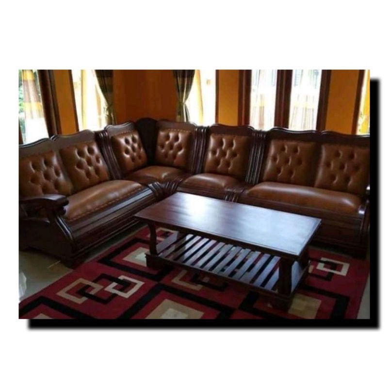 SOFA SUDUT KAYU JATI KURSI SUDUT JATI JEPARA