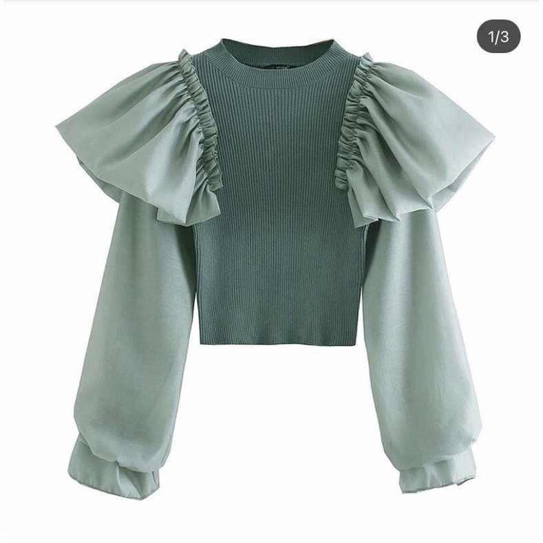 zara knit ruffle sweater