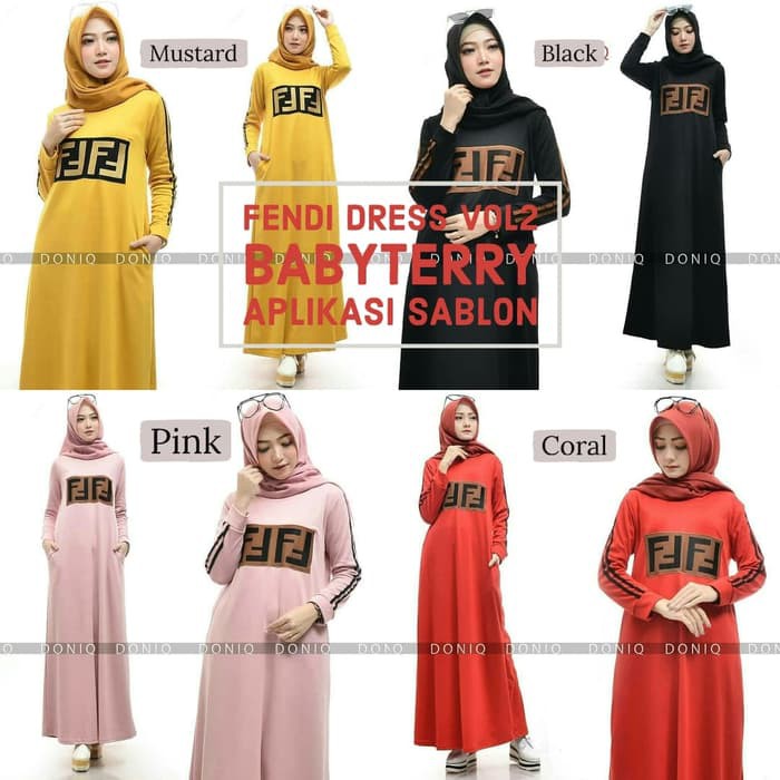 TRENDY Pakaian wanita muslim syari setelan ramadhan lebaran Gamis hitam / Gamis sehari hari / Dress