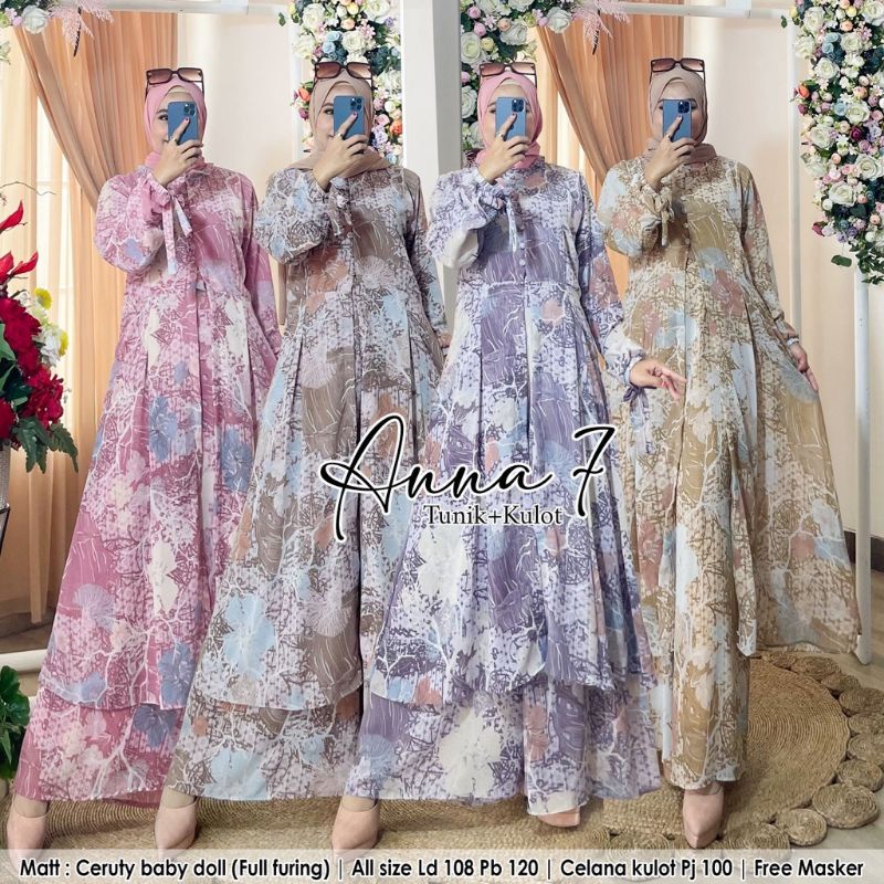 KIYORA/ANNA SET TUNIK 7/SWTELAN TERBARU/SETELAN TUNIK KEKINIAN/SETELAN TUNIK MURAH/SETELAN PREMIUM T
