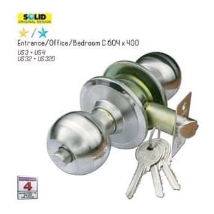 SOLID - KUNCI PINTU BULAT/CYLINDRICAL LOCKSET SOLID C 604 X 400 DENGAN ANAK KUNCI