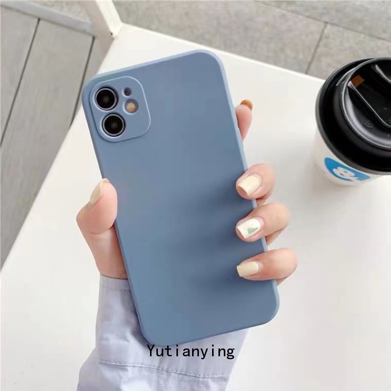 iPhone 6 6s 7 8 Plus Soft TPU Case iPhone 11 12 Pro Max XS MAX X XR SE 2020 Solid Color Straight Edge Camera Lens Protector Cover