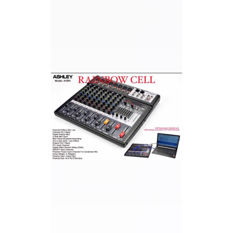 MIXER ASHLEY AX8N AX8N AX8N bluetooth original 8 channel