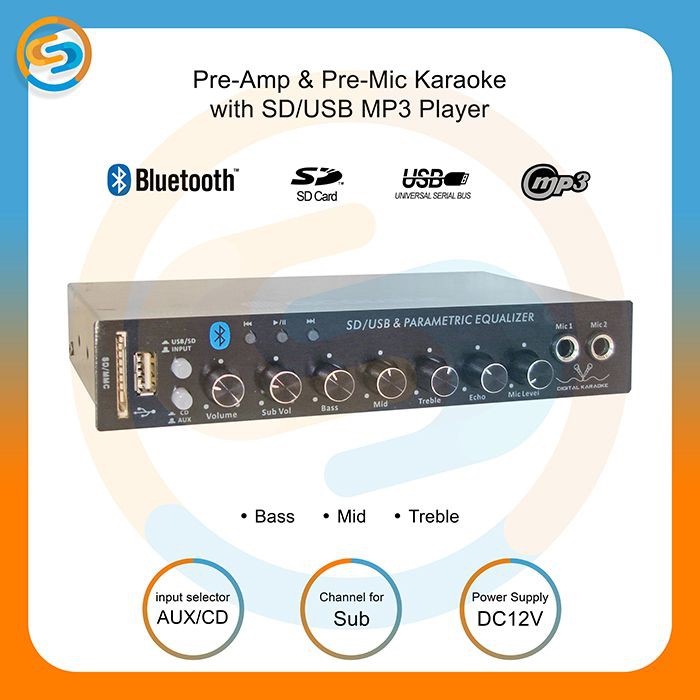 parametric Pre amp - pre mic usb karaoke with usb sd bluetooth mp3