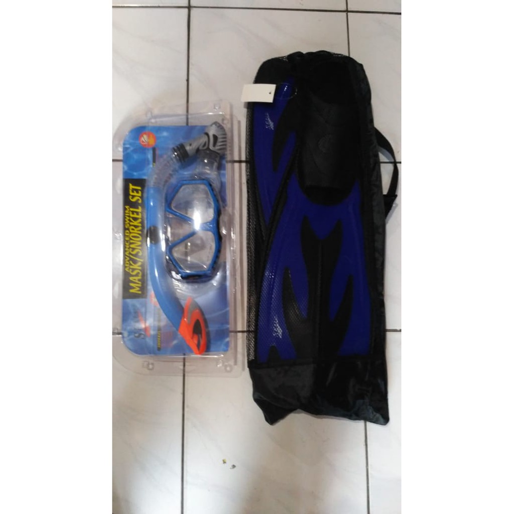 PAKET SNORKEL SILICONE DRY + FIN KAKI KATAK - MERK SEAL