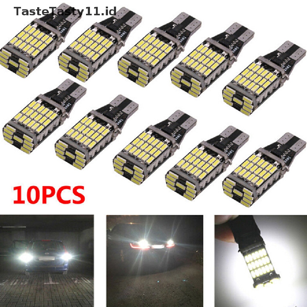 10pcs Lampu Belakang Mobil 45 SMD 4014 T15 W16W LED 6000K Warna Putih