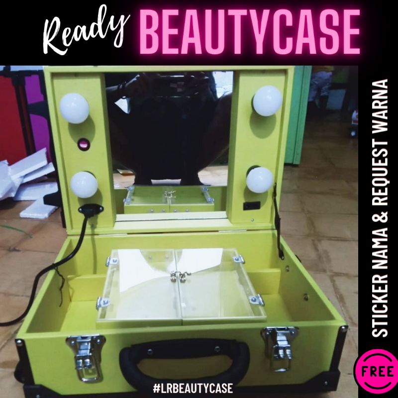 Koper make up/beauty case lampu+tutup akrilik ukuran 42cm