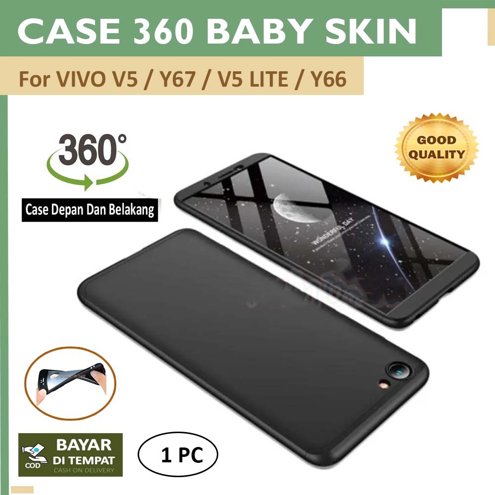 Case 360 2in1 Vivo V9 / Vivo Y28 / Vivo V15 Pro / Oppo F7 / Oppo R15 / Infinix X571 Note 4 Pro Hitam Soft Case Baby Skin Silikon Casing Cilicone Kesing Kasing case Case Full Body Softcase Case Depan Belakang Sarung Hp