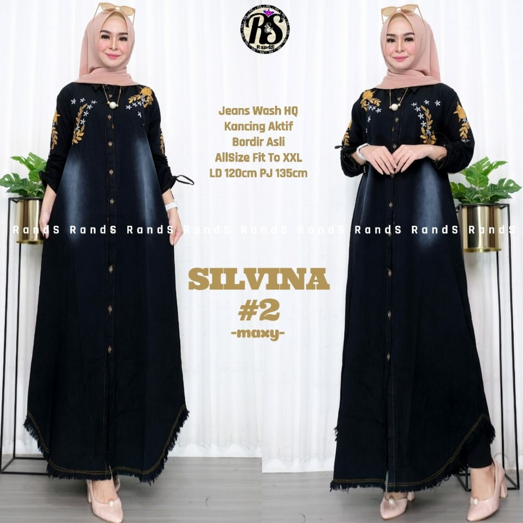 Gamis Jeans Silvina / Gamis Jeans Jumbo / Gamis jumbo busui / Dress Jeans  / Baju Wanita Jumbo