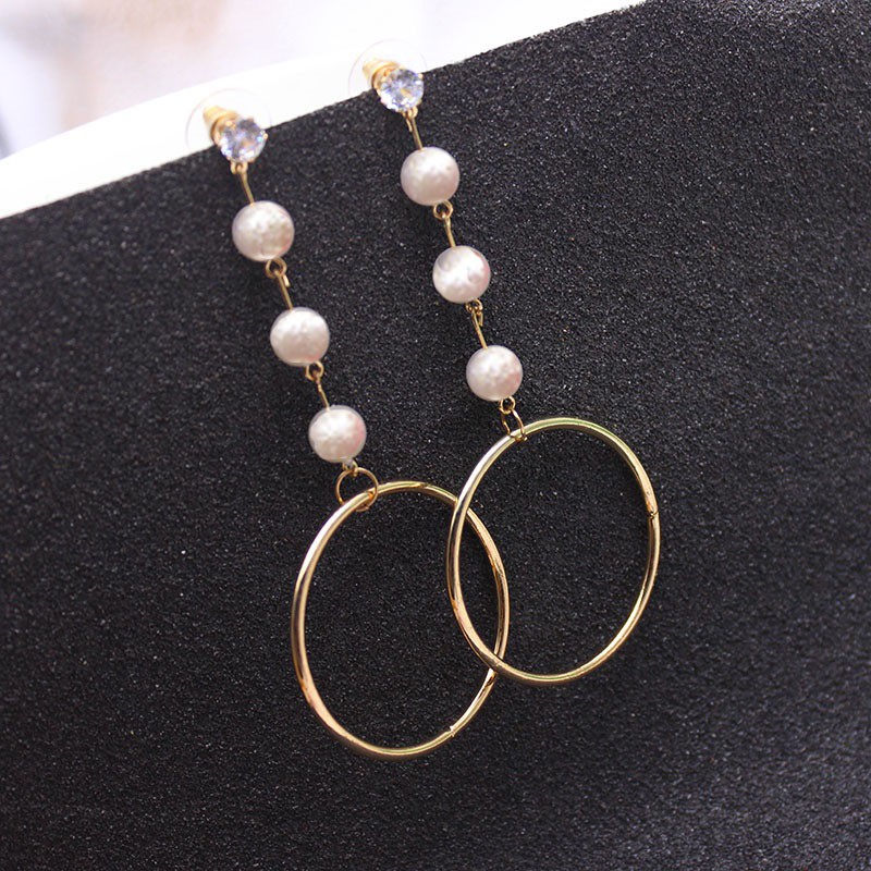 Anting Fashion Korea Model Golden Ring Mix Mutiara 181