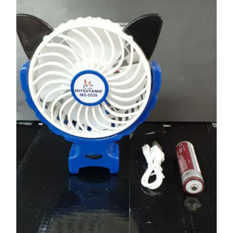 Kipas Angin Tangan Mini Fan Portable Mitsuyama Karakter Gagang Murah Cas Recharger Ms5538