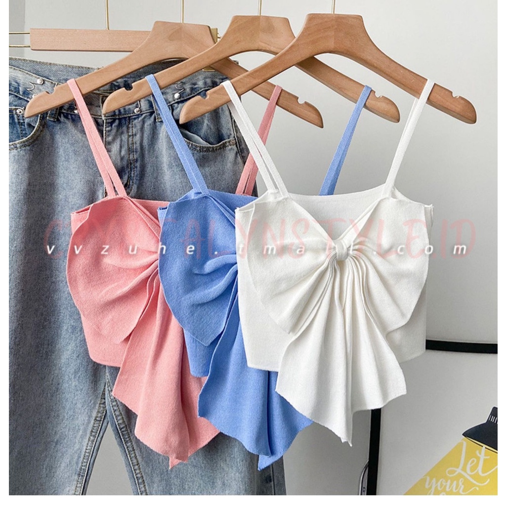 *CRYSTALYN* Tank top / Kemben / Inner / Atasan / Vest Pita / Bow / Ribbon Korea Rajut / Knit