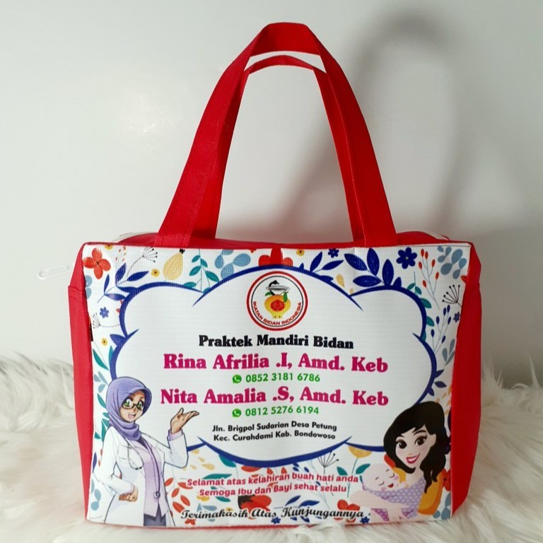 

Tas Souvenir Resleting Bidan/ Tas Promosi Bidan/ Tas Bingkisan Bidan