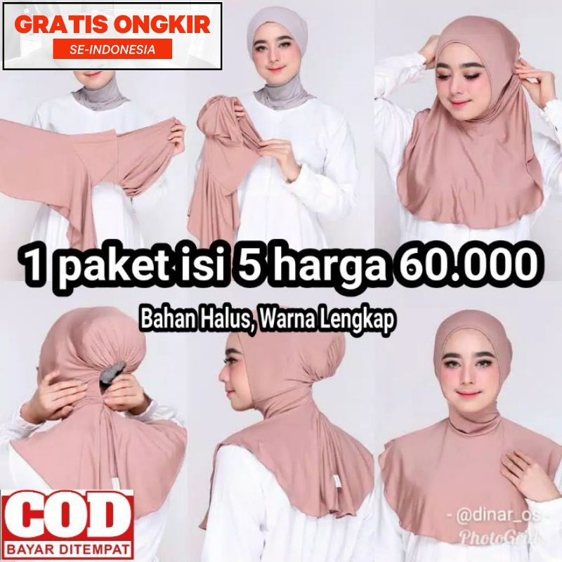 ciput ninja resleting isi 5 Inner hijab Ciput rajut premium Ciput kaos premium Daleman kerudung Dala