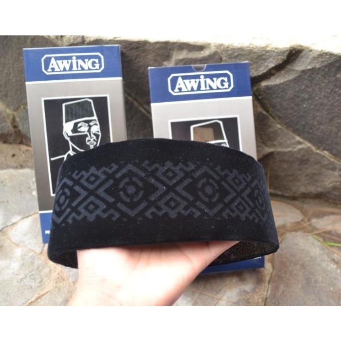 Songkok Hitam Awing Motif Laser Kopiah Awing Original