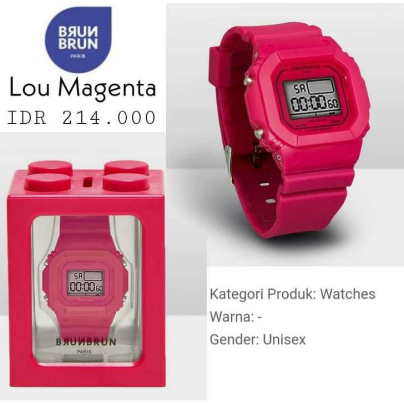 JAM TANGAN WANITA LOU MAGENTA Original BY BRUNBRUN PARIS