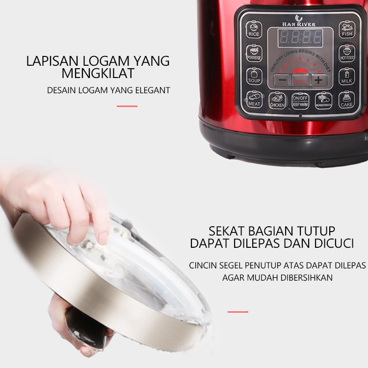 Electric Pressure Rice Cooker HAN RIVER with Touch Screen 2 Liter