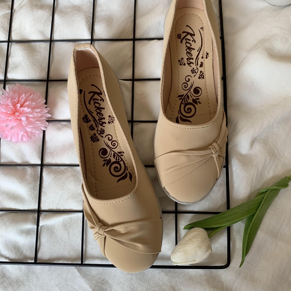 Flatshoes balet wanita variasi pita samping polos casual bahan suede sepatu kantor model feminim korean style BL PITA SAMPING 5