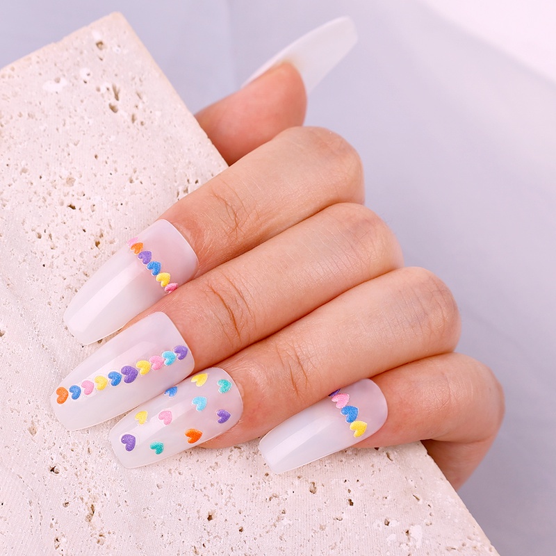 1pc Stiker Kuku Motif Hati Warna-Warni Untuk Dekorasi Nail Art