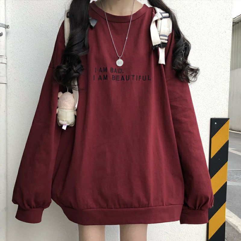 S - XXXXXL(6XL) Sweater I AM BAD size JUMBO OVERSIZE Jaket Crewneck Women Korean Fashion Loose BIGSIZE Jaket Jumbo BAD BEAUTIFUL