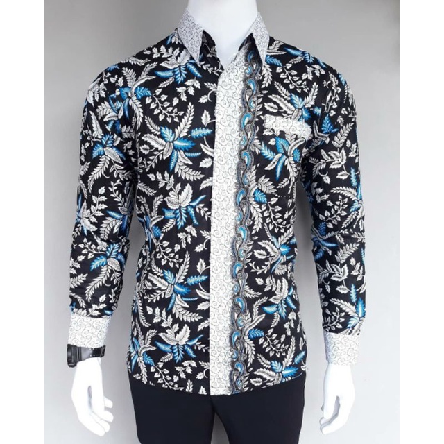 Baju Batik Pria Kemeja Batik Pekalongan jentik biru