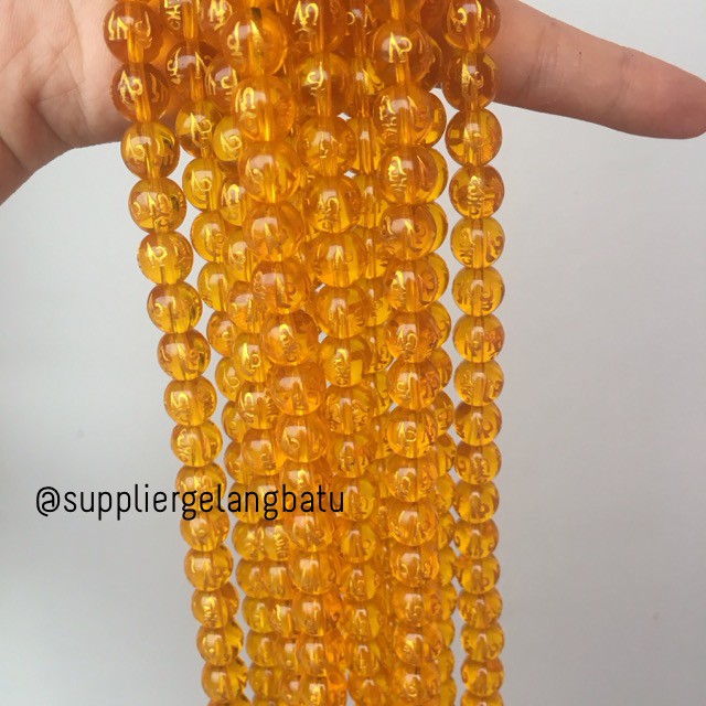 tibetian 10mm charm bracelet kuning yellow tibet bahan bongkah emas terapi kesehatan natural