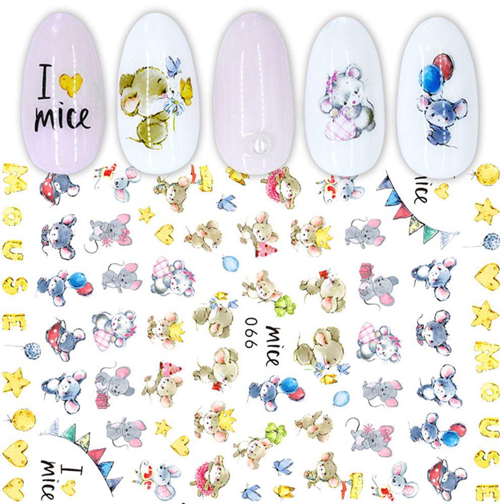 AUGUSTINA Agustina Kartun Stiker Kuku Lucu DIY Manicure Minnie Transfer Decals Mickey Mouse Nail Art Dekorasi