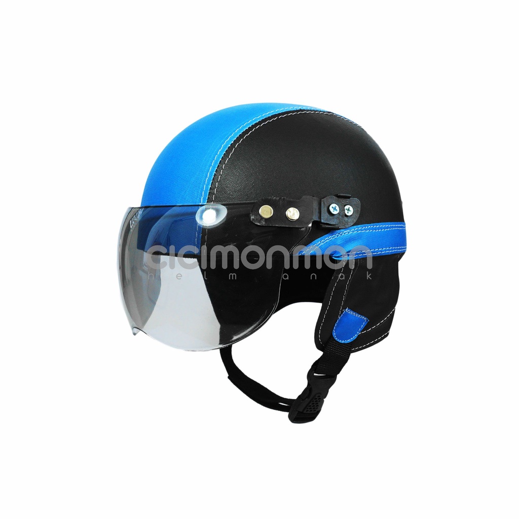 Helm Anak Retro Casual Hitam biru