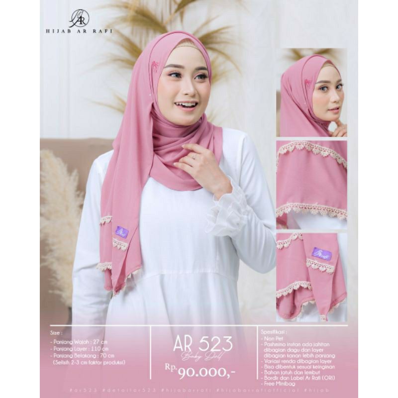 Jilbab hijab kerudung pashmina instan pastan terbaru 2021 Arrafi Ar 523 ORI,Zoya elzatta Rabbani
