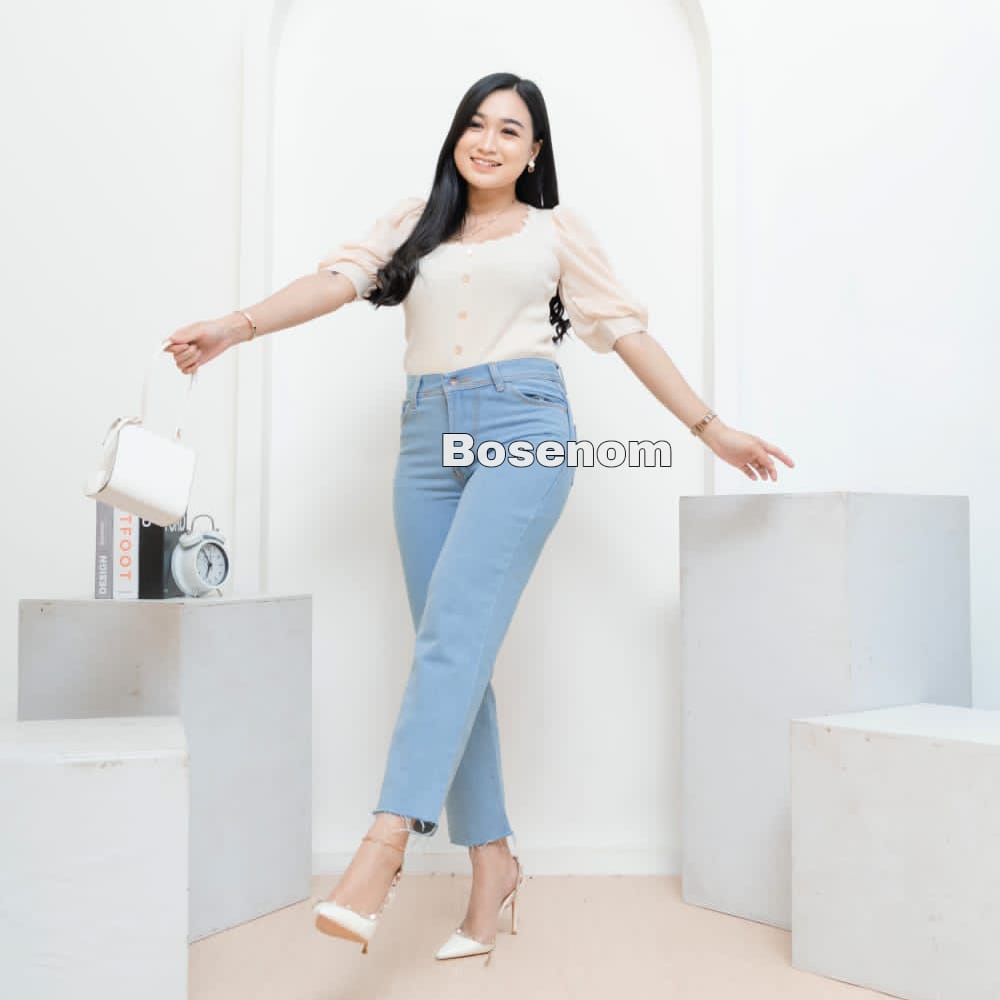 Celana jeans cewek suwir bawah kekinian ala korea korean style viral  jeans tebal murah jeans wanita  premium high quality