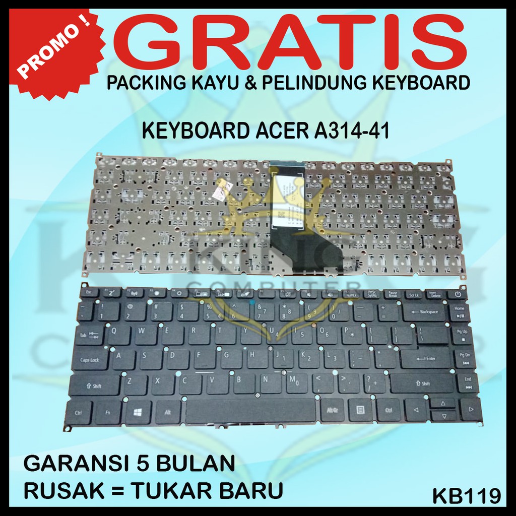 Keyboard Laptop Acer Aspire 3 A314 A314-21 A314-41 33 31 A514 A514-52 Free Silicon